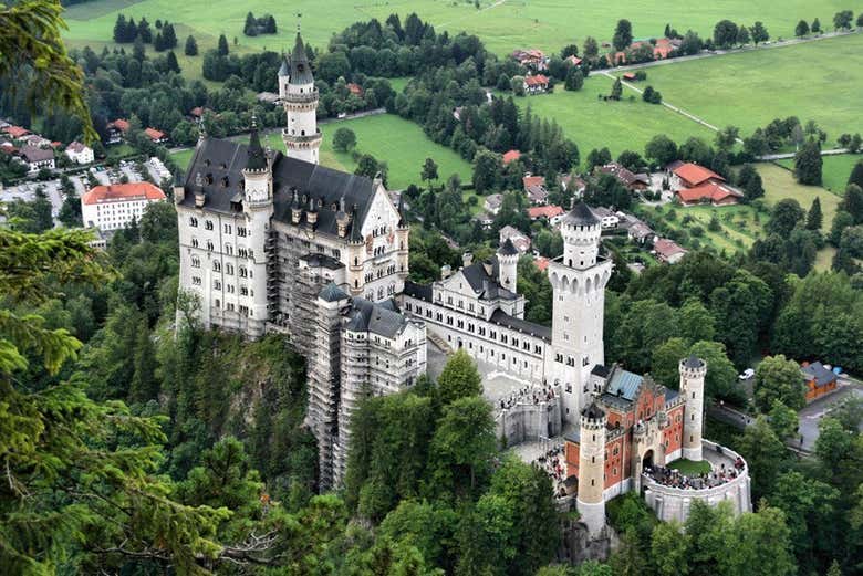 Vista aérea del castillo de Neuschwanstein